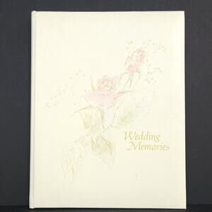 Vtg 70s Wedding Memories Scrapbook Album Ivory Bound Floral Watercolor USA NOS